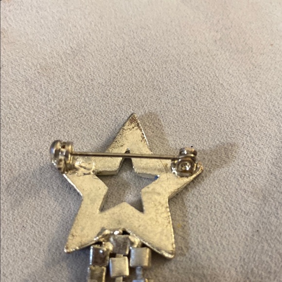 Star Shaped Blue Enamel Brooch with Pink Rhinestones Trailers . - Picture 6 of 6